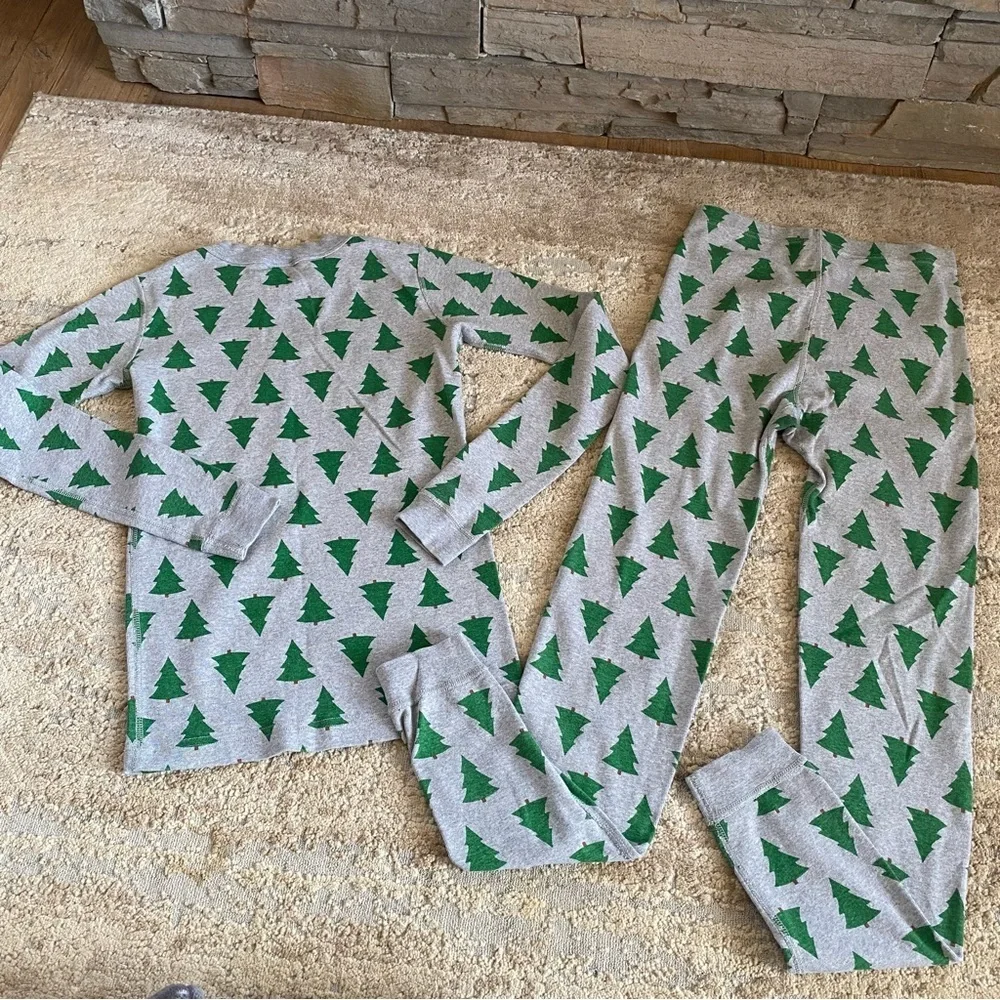 Hanna Andersson Long John Pajama Set Pine Trees Print Long Sleeve Organic Cotton